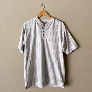 Basic Equipment Men’s Striped Button Henley T-Shirt Short Sleeve